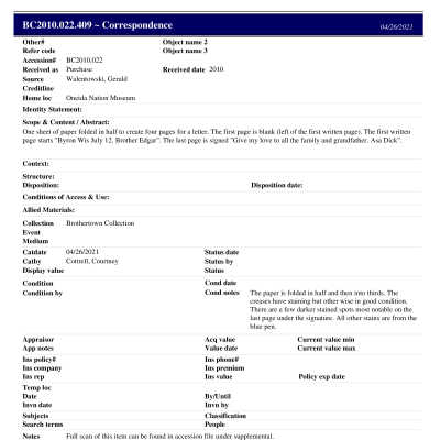 BC2010.022.409 PP: Past Perfect Summary from 2021
