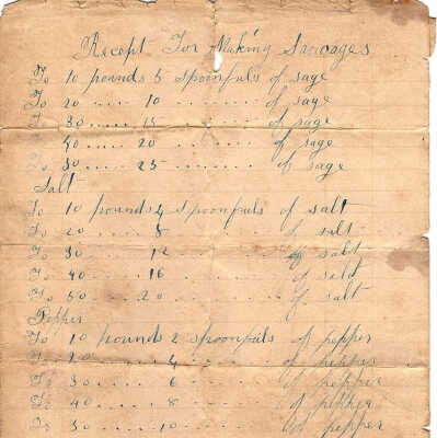 Receipt for making sausages