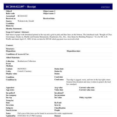 BC2010.022.897 PP: Past Perfect Summary from 2021