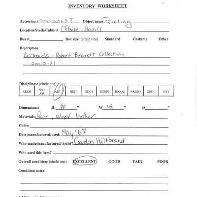 P2001.003.001 accession sheet