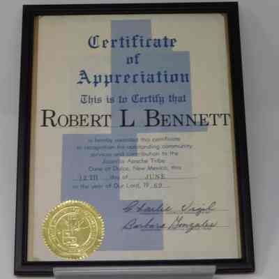 Robert "Bob" Bennett Certificate
