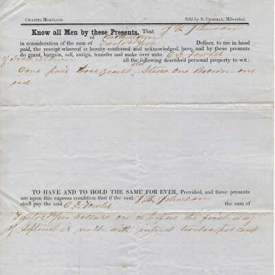 J. W. Johnson to O. D. Fowler Mortgage -- May 1857