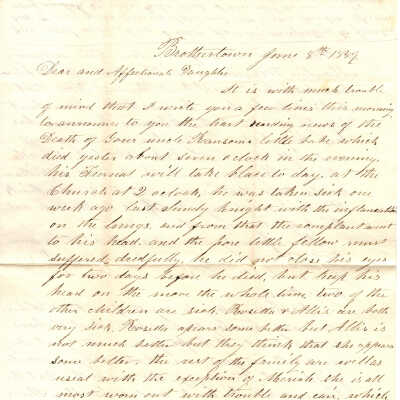 Correspondence from A.D. Fowler to Daughter -- Jun 1859