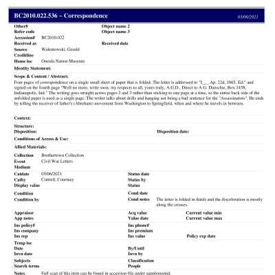 BC2010.022.536 PP: Past Perfect Summary from 2021