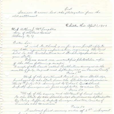 Correspondence addressed to MR. Author J. McLoughlin -- April 1950
