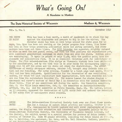 The State Historical Society of Wisconsin Nov 1949