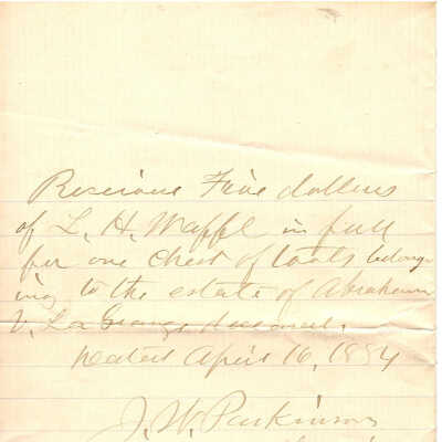 L. H. Waffle to J. W. Parkinns