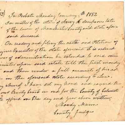 Avery F. Sampson Will -- Jan 1852