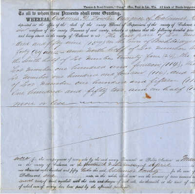 Calumet County to O. D. Fowler Tax Deed -- May 1855