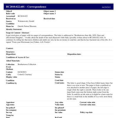 BC2010.022.601 PP: Past Perfect Summary from 2021