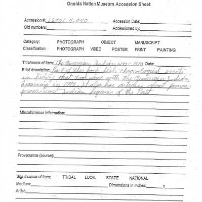 A.2001.004.040 accession sheet