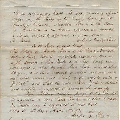 Appointment of Guardian for Phebe Fowler