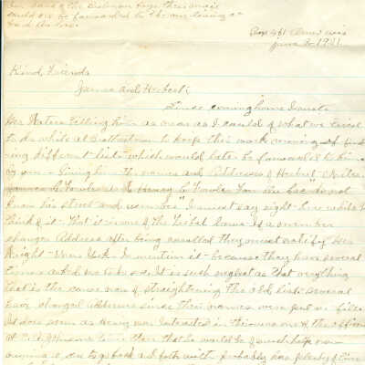 Correspondence to James and Herbert from Ellen R. Johnson -- Jun 1921