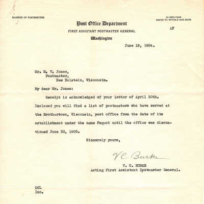 Correspondence wiht Post Office Dept.