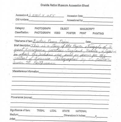 A.2001.004.055 accession sheet