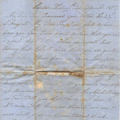 Correspondence to Brother from Emily Kuvil -- Sep 1857