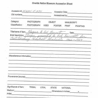 A2001.005.034 accession sheet