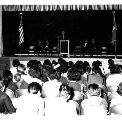 Robert Bennett speaking to auditorium
