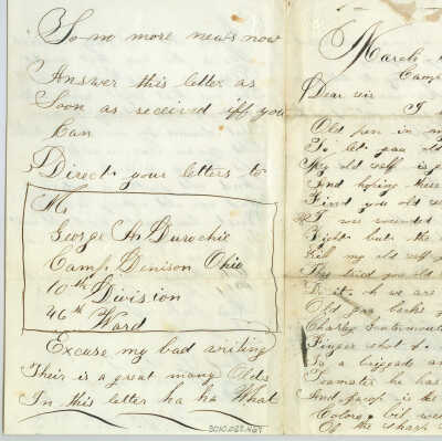 Correspondence from George A. Durochie -- Mar 1863
