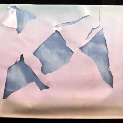 Cloth Tear Series #1, Blue Sewn Edge