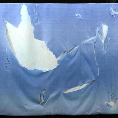 Cloth Tear Series #2, Blue Sewn Edge, 1975
