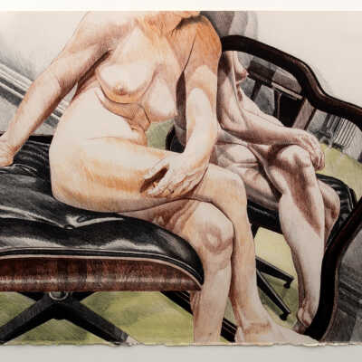 Nude in an Eames Stool (with mirror)