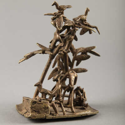 Market Tableau: Villagers, Tree, and Birds
