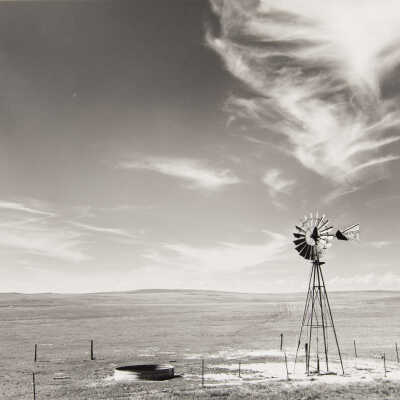 Windmill and New Moon, near Brockway, Montana