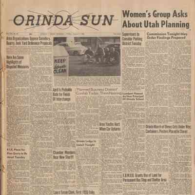 Orinda Sun 1955: Orinda Sun, front page from January 7, 1955.