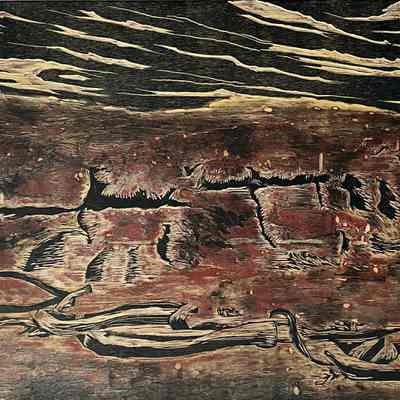 Scribbles in the sand woodblock