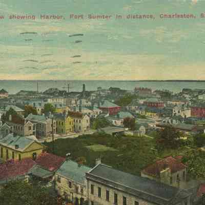 Bird's-Eye View Showing Harbor, Fort Sumter in Distance, Charleston, S.C.