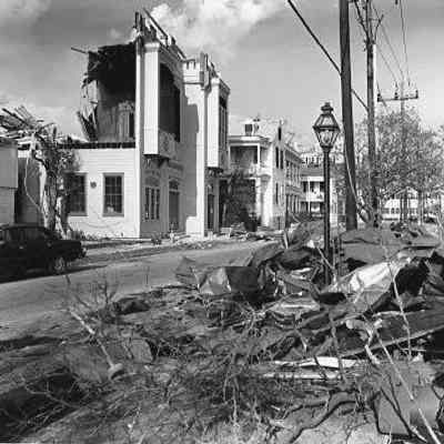 Looking East on Vanderhorst Street After Hurricane Hugo, 12 Vanderhorst in Foreground