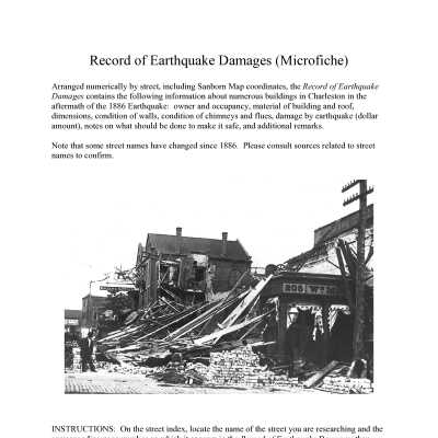 Earthquake Damage Assessment, a/k/a Record of Earthquake Damages, a/k/a Earthquake Damages, 1886