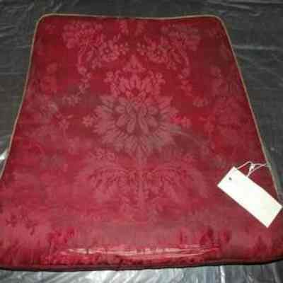Four Red Silk Damask Chair Cushions