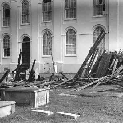 Graveyard of Cathedral of St. Luke and St. Paul (126 Coming Street) After Hurricane Hugo