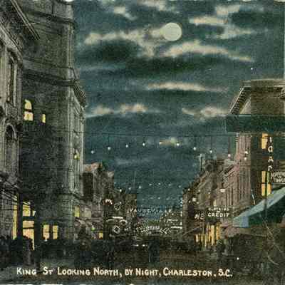 King Street Looking North, By Night, Charleston, S.C.