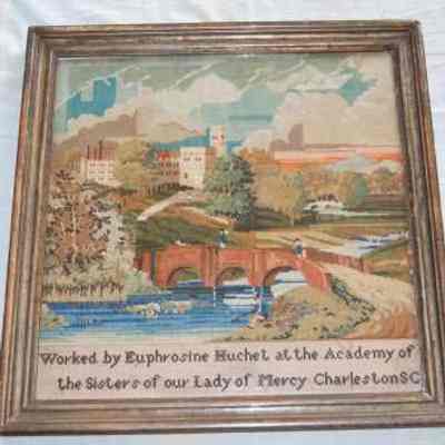 Needlework Picture By Euphrosine Huchet, Academy of Our Lady of Mercy