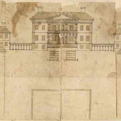 Pen and Ink Drawing of Drayton Hall: Builder's Elevation