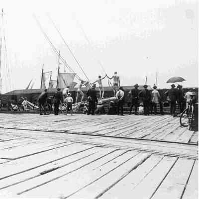 Soldiers at Wharf Swimming
