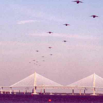C-17 Planes Fly Over the Arthur Ravenel Bridge