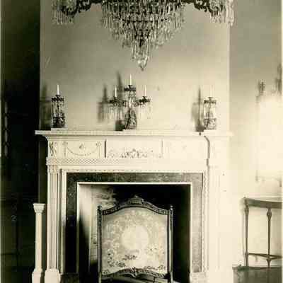 Unidentified Fireplace and Chandelier