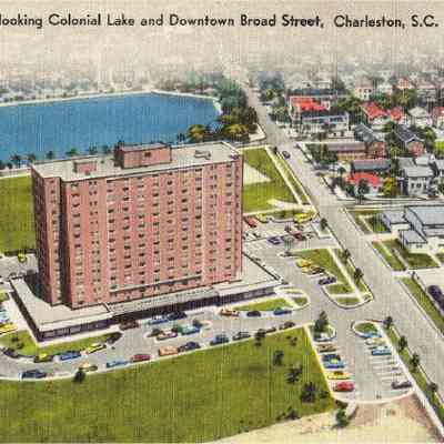 Aerial View Overlooking Colonial Lake and Downtown Broad Street, Charleston, S. C.