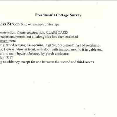 Freedman's Cottage Architectural Survey