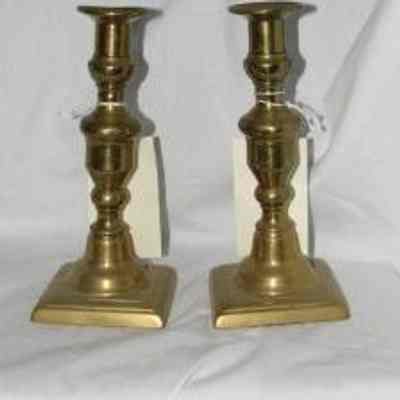 Two Pair of English Brass Candlesticks