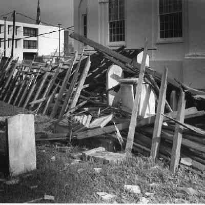 Graveyard of Cathedral of St. Luke and St. Paul (126 Coming Street) After Hurricane Hugo