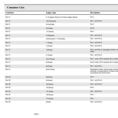 Preservation Consultants Historic Buildings Documentation Files