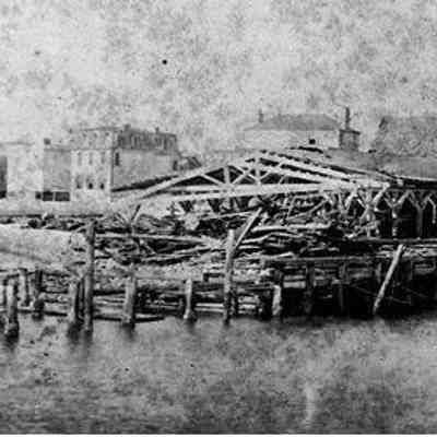 East Battery Homes and Buildings Viewed from the Southern Wharf, ca. 1885