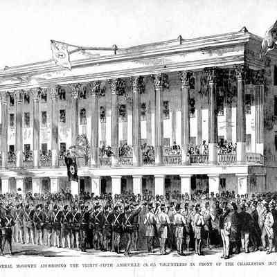 General McGowen [sic] Addressing the Thirty-Fifth Abbeville (S.C.) Volunteers in Front of the Charleston Hotel
