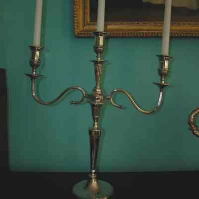 Pair of Three Branch Silver Candelabra