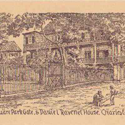 City Square Park Gate & Daniel Ravenel House